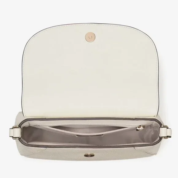 NEW Kate Spade Monica Small Flap Crossbody Bag Meringue Leather Purse KF364